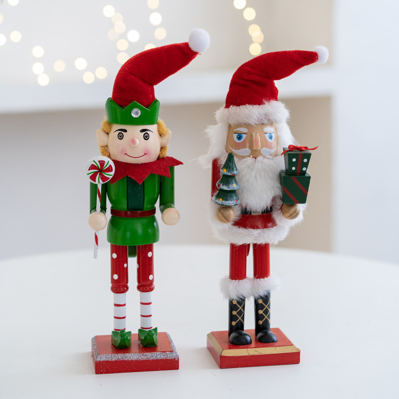 Nutcracker Figurine - 27ซม. ใหม่สไตล์ยุโรปชายชราเอลฟ์นัทแครกเกอร์ไม้เครื่องประดับทหารเครื่องประดับตกแต่งตู้ไวน์คริสต์มาส