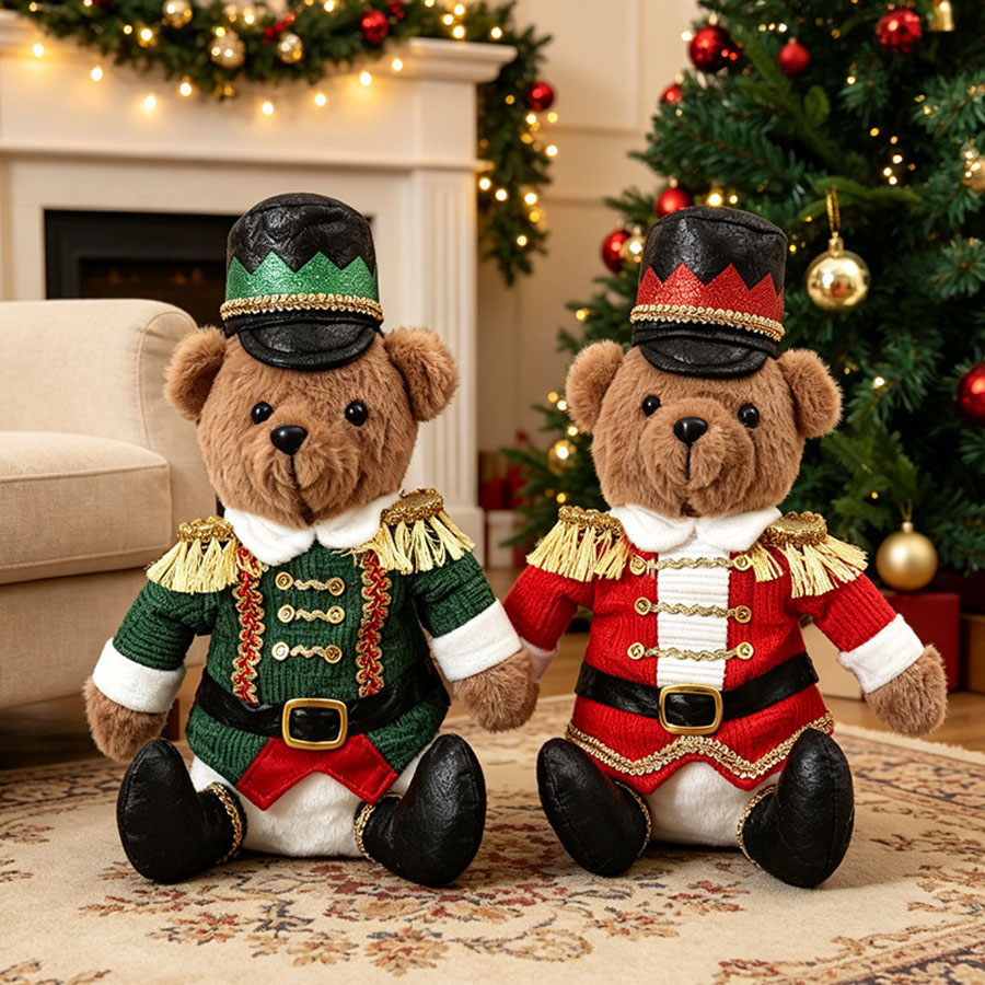 Nutcracker Figurine - ตุ๊กตาหมีทหารคริสต์มาส นัทแครกเกอร์ ตัวนุ่ม นั่งได้ ของตกแต่งบ้าน ของขวัญเทศกาลคริสต์มาส