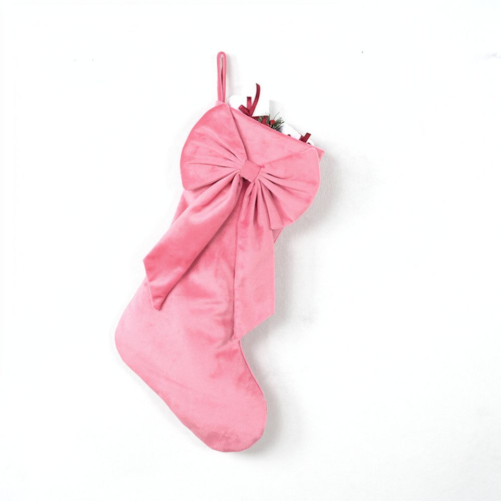 Christmas Stocking Hanging - ถุงกำมะหยี่คริสต์มาสขนาด 18 นิ้ว สำหรับแขวนตกแต่ง ถุงของขวัญ ถุงใส่ขนม