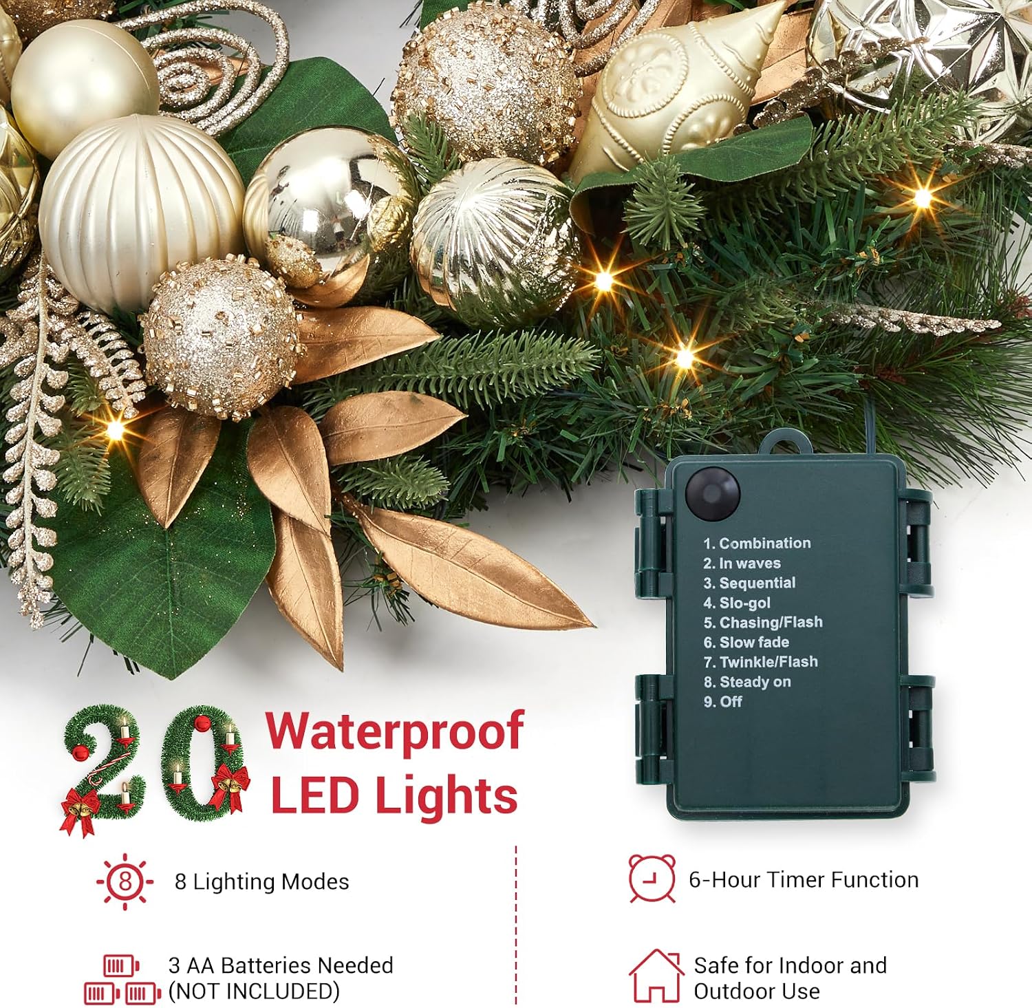 Garvee พวงหรีดคริสต์มาสขนาด 24 - Led Fairy String Lights บทวิจารณ์และราคา