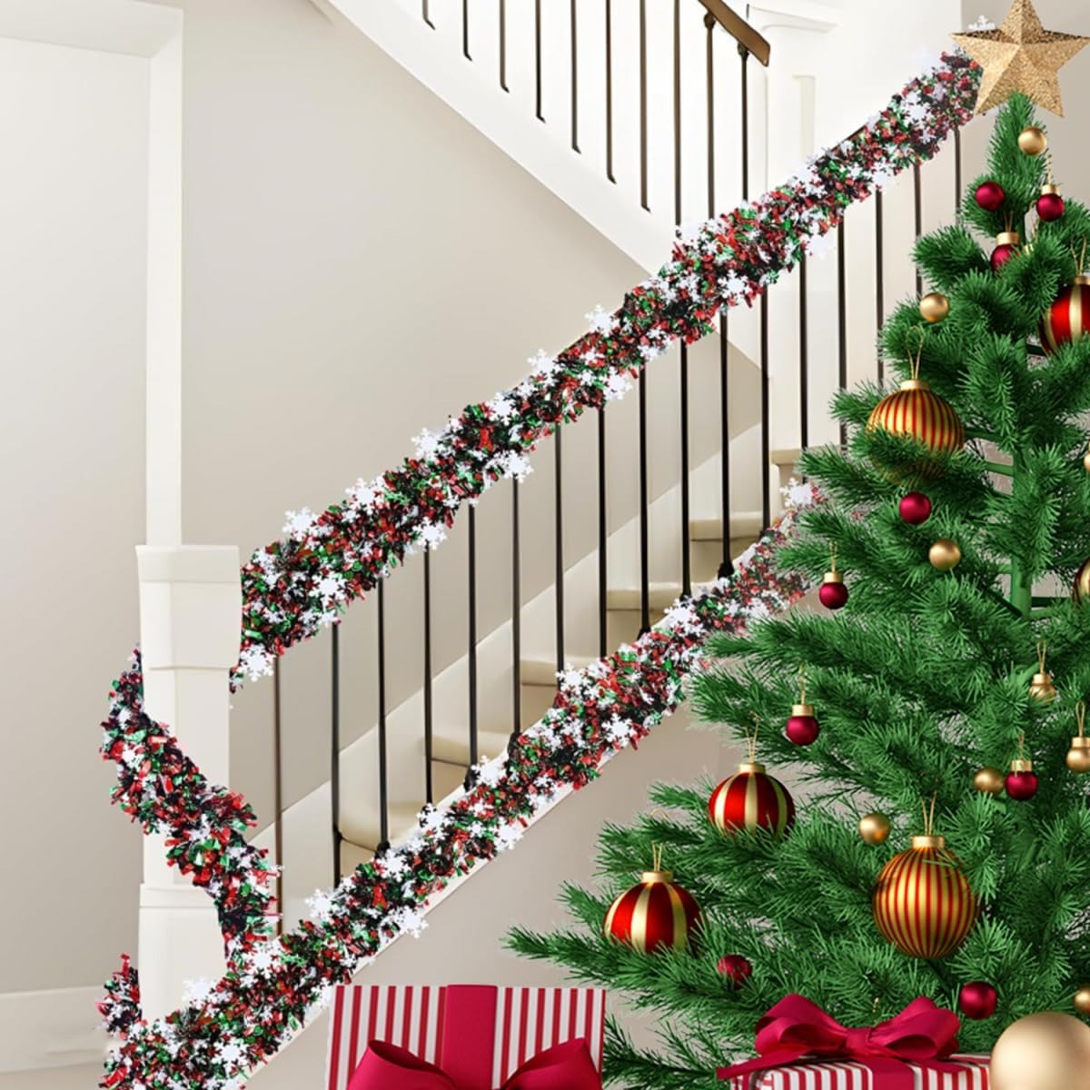 พวงมาลัยคริสต์มาส 2 เมตร สีแดง - Tinsel Garland Decoration บทวิจารณ์และราคา