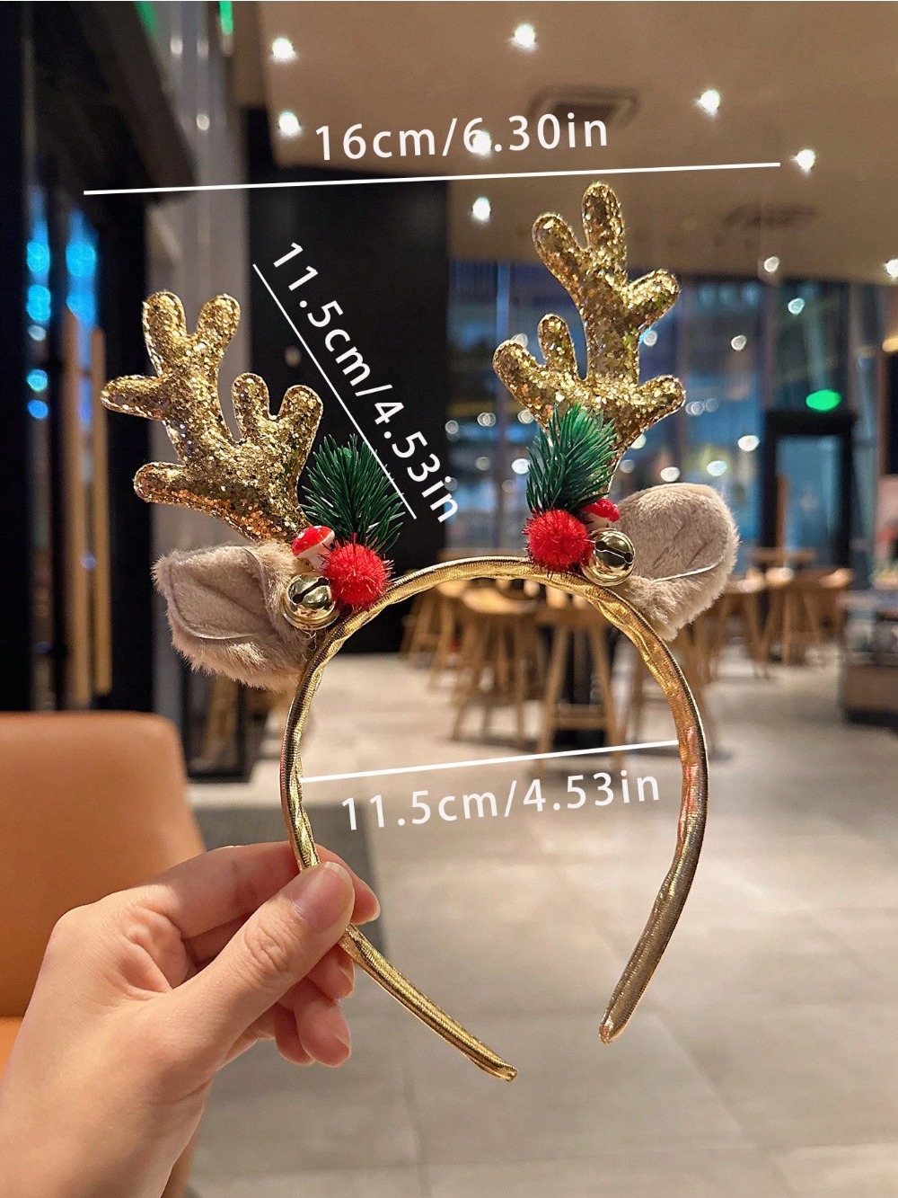 1 PC ทองเลื่อมเห็ดคริสต์มาสแถบ - Reindeer Antlers Headband บทวิจารณ์และราคา